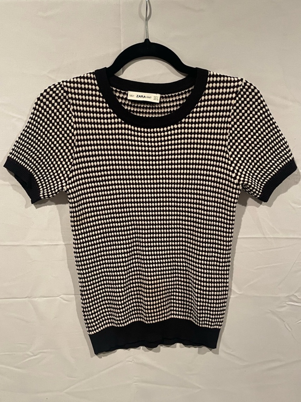 Zara Knit Patterned Short Sleeve Top